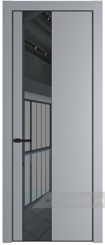 Дверь со стеклом ProfilDoors 19PA Зеркало Grey с профилем Серебро (Смоки (RAL 870-02))
