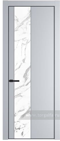 Дверь со стеклом ProfilDoors 19PA Нефи белый узор серебро с профилем Серебро (Лайт Грей (RAL 870-01))