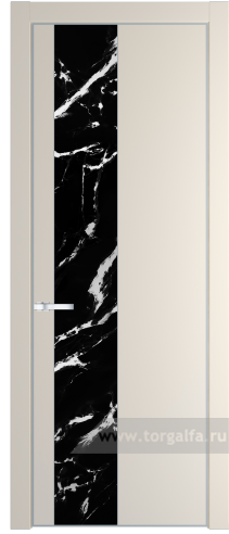 Дверь со стеклом ProfilDoors 19PA Нефи черный узор серебро с профилем Серебро (Кремовая Магнолия (RAL 120-04))