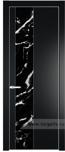 Дверь со стеклом ProfilDoors 19PA Нефи черный узор серебро с профилем Серебро (Блэк)