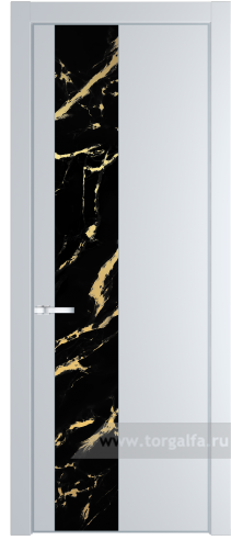 Дверь со стеклом ProfilDoors 19PA Нефи черный узор золото с профилем Серебро (Вайт (RAL 110 96 02))