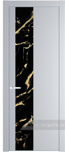 Дверь со стеклом ProfilDoors 19PA Нефи черный узор золото с профилем Серебро (Лайт Грей (RAL 870-01))