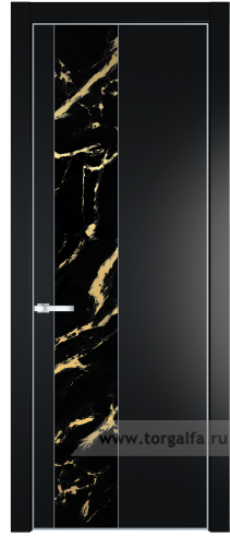 Дверь со стеклом ProfilDoors 19PA Нефи черный узор золото с профилем Серебро (Блэк)