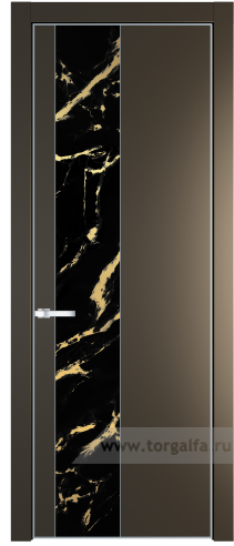 Дверь со стеклом ProfilDoors 19PA Нефи черный узор золото с профилем Серебро (Перламутр бронза)