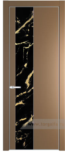 Дверь со стеклом ProfilDoors 19PA Нефи черный узор золото с профилем Серебро (Перламутр золото)
