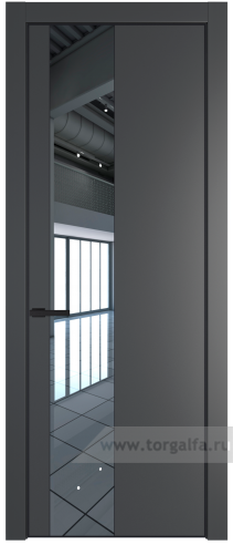 Дверь со стеклом ProfilDoors 19PA Зеркало с профилем Серебро (Графит (Pantone 425С))