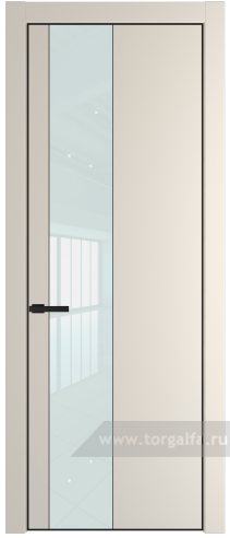 Дверь со стеклом ProfilDoors 19PA Lacobel Белый лак с профилем Серебро (Кремовая Магнолия (RAL 120-04))
