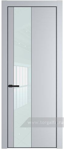 Дверь со стеклом ProfilDoors 19PA Lacobel Белый лак с профилем Серебро (Лайт Грей (RAL 870-01))