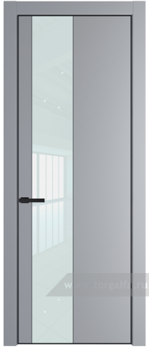 Дверь со стеклом ProfilDoors 19PA Lacobel Белый лак с профилем Серебро (Смоки (RAL 870-02))