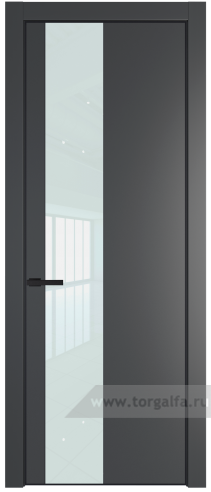 Дверь со стеклом ProfilDoors 19PA Lacobel Белый лак с профилем Серебро (Графит (Pantone 425С))