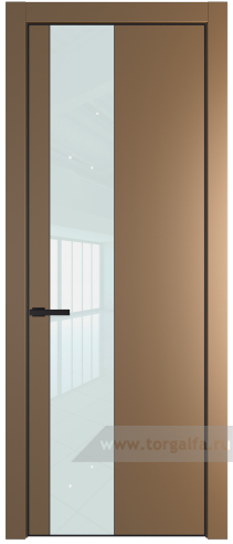 Дверь со стеклом ProfilDoors 19PA Lacobel Белый лак с профилем Серебро (Перламутр золото)