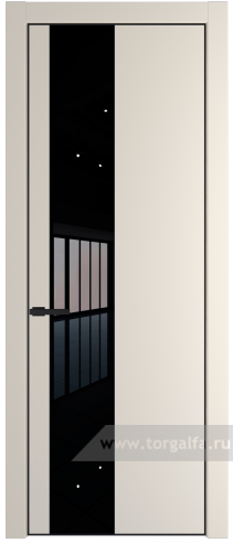 Дверь со стеклом ProfilDoors 19PA Lacobel Черный лак с профилем Серебро (Кремовая Магнолия (RAL 120-04))