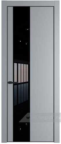 Дверь со стеклом ProfilDoors 19PA Lacobel Черный лак с профилем Серебро (Смоки (RAL 870-02))
