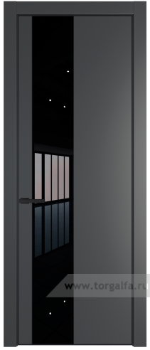 Дверь со стеклом ProfilDoors 19PA Lacobel Черный лак с профилем Серебро (Графит (Pantone 425С))
