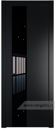Дверь со стеклом ProfilDoors 19PA Lacobel Черный лак с профилем Серебро (Блэк)