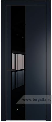 Дверь со стеклом ProfilDoors 19PA Lacobel Черный лак с профилем Серебро (Нэви Блу (RAL 7016))