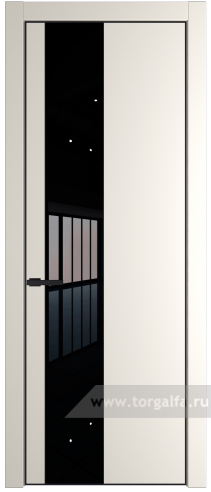 Дверь со стеклом ProfilDoors 19PA Lacobel Черный лак с профилем Серебро (Перламутр белый)