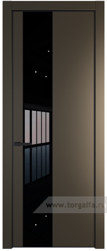 Дверь со стеклом ProfilDoors 19PA Lacobel Черный лак с профилем Серебро (Перламутр бронза)