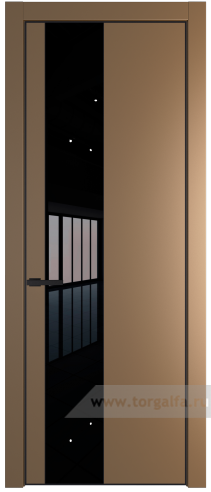 Дверь со стеклом ProfilDoors 19PA Lacobel Черный лак с профилем Серебро (Перламутр золото)