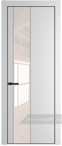 Дверь со стеклом ProfilDoors 19PA Lacobel Перламутровый лак с профилем Серебро (Крем Вайт (RAL 120-02))