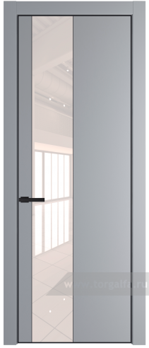 Дверь со стеклом ProfilDoors 19PA Lacobel Перламутровый лак с профилем Серебро (Смоки (RAL 870-02))