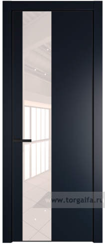 Дверь со стеклом ProfilDoors 19PA Lacobel Перламутровый лак с профилем Серебро (Нэви Блу (RAL 7016))