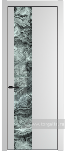 Дверь со стеклом ProfilDoors 19PA Атриум серебро с профилем Черный матовый RAL9005 (Крем Вайт (RAL 120-02))