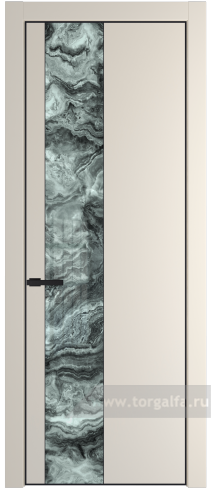 Дверь со стеклом ProfilDoors 19PA Атриум серебро с профилем Черный матовый RAL9005 (Кремовая Магнолия (RAL 120-04))