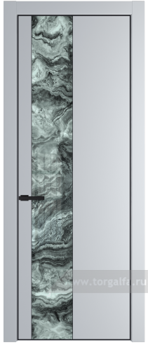 Дверь со стеклом ProfilDoors 19PA Атриум серебро с профилем Черный матовый RAL9005 (Лайт Грей (RAL 870-01))