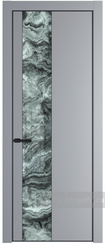 Дверь со стеклом ProfilDoors 19PA Атриум серебро с профилем Черный матовый RAL9005 (Смоки (RAL 870-02))