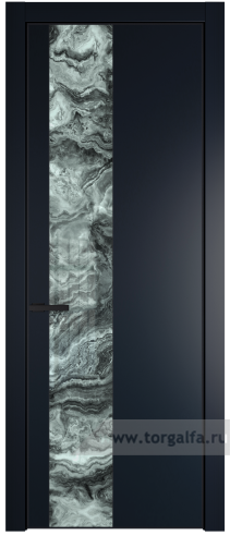 Дверь со стеклом ProfilDoors 19PA Атриум серебро с профилем Черный матовый RAL9005 (Нэви Блу (RAL 7016))