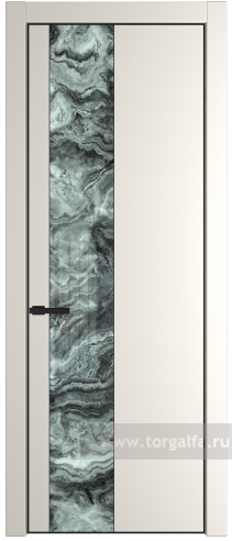Дверь со стеклом ProfilDoors 19PA Атриум серебро с профилем Черный матовый RAL9005 (Перламутр белый)