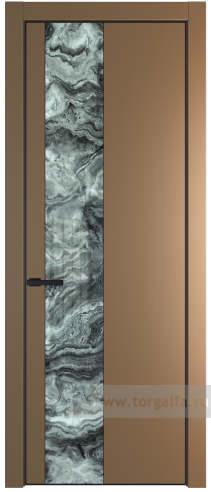 Дверь со стеклом ProfilDoors 19PA Атриум серебро с профилем Черный матовый RAL9005 (Перламутр золото)