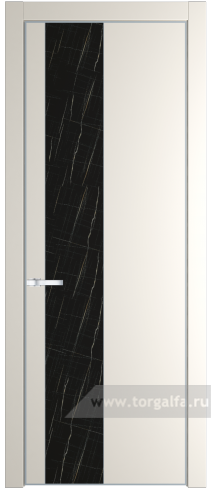 Дверь со стеклом ProfilDoors 19PA Неро мрамор с профилем Черный матовый RAL9005 (Перламутр белый)