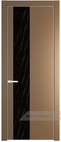 Дверь со стеклом ProfilDoors 19PA Неро мрамор с профилем Черный матовый RAL9005 (Перламутр золото)