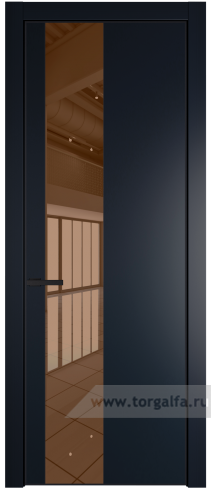 Дверь со стеклом ProfilDoors 19PA Зеркало Bronza с профилем Черный матовый RAL9005 (Нэви Блу (RAL 7016))