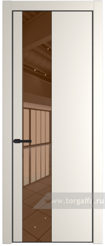 Дверь со стеклом ProfilDoors 19PA Зеркало Bronza с профилем Черный матовый RAL9005 (Перламутр белый)