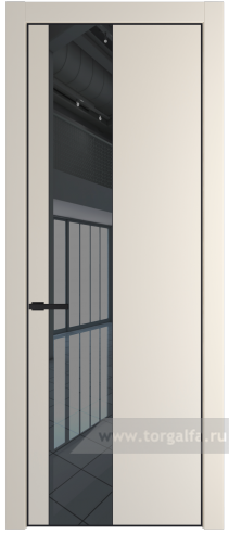 Дверь со стеклом ProfilDoors 19PA Зеркало Grey с профилем Черный матовый RAL9005 (Кремовая Магнолия (RAL 120-04))
