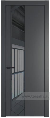 Дверь со стеклом ProfilDoors 19PA Зеркало Grey с профилем Черный матовый RAL9005 (Графит (Pantone 425С))