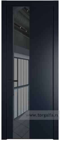 Дверь со стеклом ProfilDoors 19PA Зеркало Grey с профилем Черный матовый RAL9005 (Нэви Блу (RAL 7016))