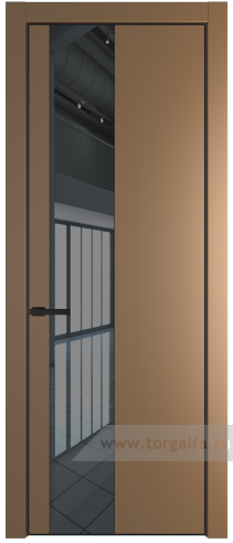 Дверь со стеклом ProfilDoors 19PA Зеркало Grey с профилем Черный матовый RAL9005 (Перламутр золото)