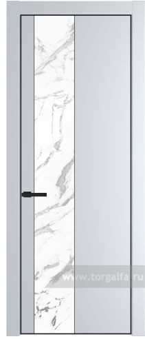 Дверь со стеклом ProfilDoors 19PA Нефи белый узор серебро с профилем Черный матовый RAL9005 (Вайт (RAL 110 96 02))