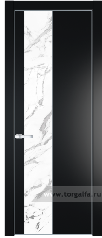 Дверь со стеклом ProfilDoors 19PA Нефи белый узор серебро с профилем Черный матовый RAL9005 (Блэк)