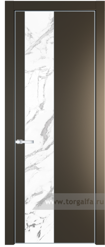 Дверь со стеклом ProfilDoors 19PA Нефи белый узор серебро с профилем Черный матовый RAL9005 (Перламутр бронза)