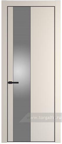 Дверь со стеклом ProfilDoors 19PA Lacobel Серебряный лак с профилем Черный матовый RAL9005 (Кремовая Магнолия (RAL 120-04))
