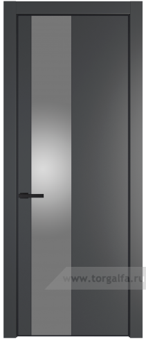 Дверь со стеклом ProfilDoors 19PA Lacobel Серебряный лак с профилем Черный матовый RAL9005 (Графит (Pantone 425С))