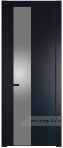 Дверь со стеклом ProfilDoors 19PA Lacobel Серебряный лак с профилем Черный матовый RAL9005 (Нэви Блу (RAL 7016))