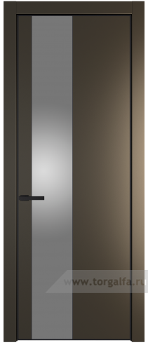 Дверь со стеклом ProfilDoors 19PA Lacobel Серебряный лак с профилем Черный матовый RAL9005 (Перламутр бронза)