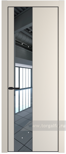 Дверь со стеклом ProfilDoors 19PA Зеркало с профилем Черный матовый RAL9005 (Кремовая Магнолия (RAL 120-04))