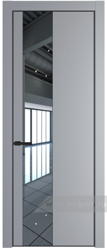 Дверь со стеклом ProfilDoors 19PA Зеркало с профилем Черный матовый RAL9005 (Смоки (RAL 870-02))